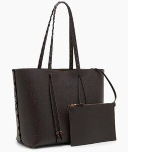 Etro Leather Shopping Bag Dark Brown